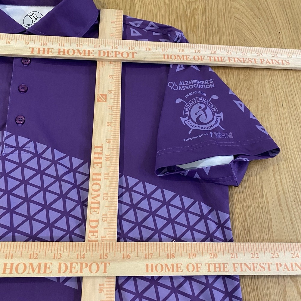 Five Birdies polo Men's Medium Purple Geometric Short Sleeve Endalz Pro-am - Picture 7 of 9